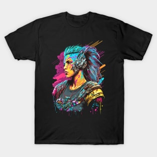 Neon Cyberpunk Viking - V1.18 T-Shirt